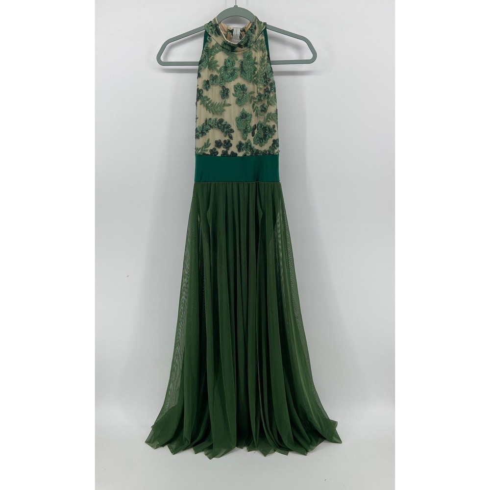 Dansco Green Sequin Floral Lyrical Dance Costume Fairy Ren Fair Dress Small